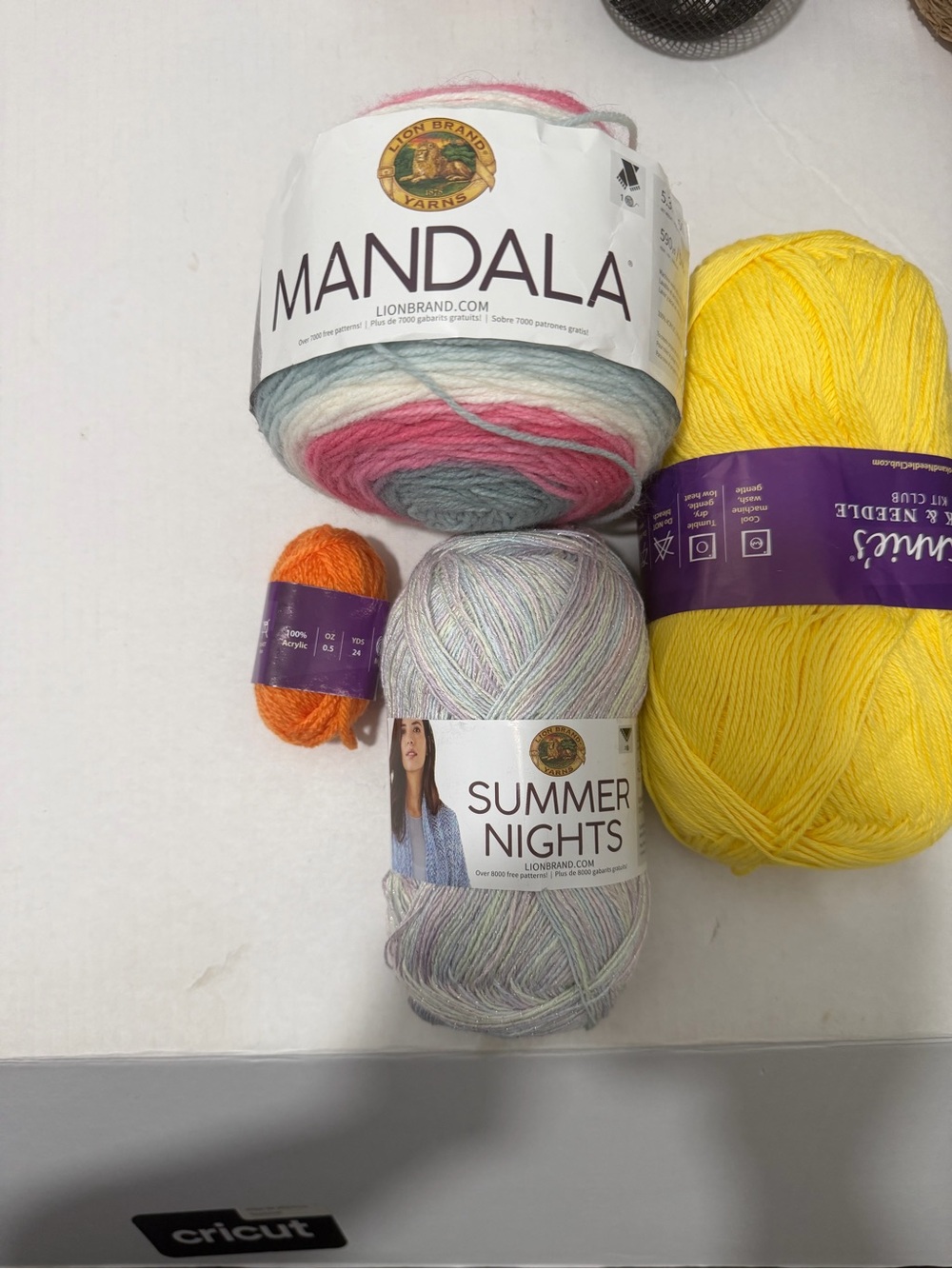 Lion Brand Summer Nights & Assorted Yarn Bundle - Yellow, Pink, Gray, Orange - Picture 2 of 3